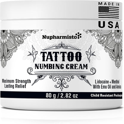 Pain-Free Tattoo Numbing Cream - Maximum Strength, 2.82 oz / 80g