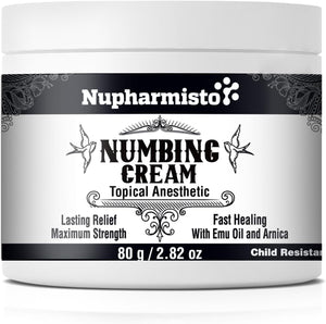 Nupharmisto Pain-Free Tattoo Numbing Cream - Maximum Strength, 2.82 oz / 80g
