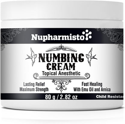 Nupharmisto Pain-Free Tattoo Numbing Cream - Maximum Strength, 2.82 oz / 80g